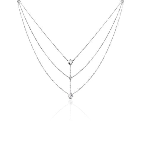 Collier Shanene Argent Blanc Oxyde De Zirconium - Colliers doubles et triples chaînes Femme | Histoire d’Or