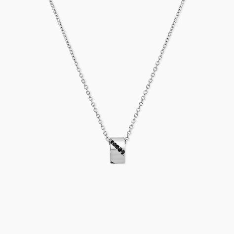Collier Dark Trilogy Argent Blanc Oxyde De Zirconium - F&ecirc;te des p&egrave;res Homme | Histoire d&rsquo;Or
