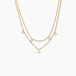 Collier Eclat D'Etoile Argent Dor&eacute; A L'Or 750/1000 Oxyde De Zirconium - Colliers doubles et triples cha&icirc;nes Femme | Histoire d&rsquo;Or