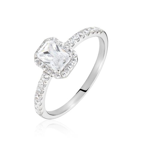 Bague Solitaire Accompagné Or Blanc Ulyssa Oxyde De Zirconium - Bagues solitaires Femme | Histoire d’Or