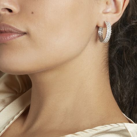 Créoles Jovan Argent Blanc Oxyde De Zirconium - Boucles d'oreilles créoles Femme | Histoire d’Or