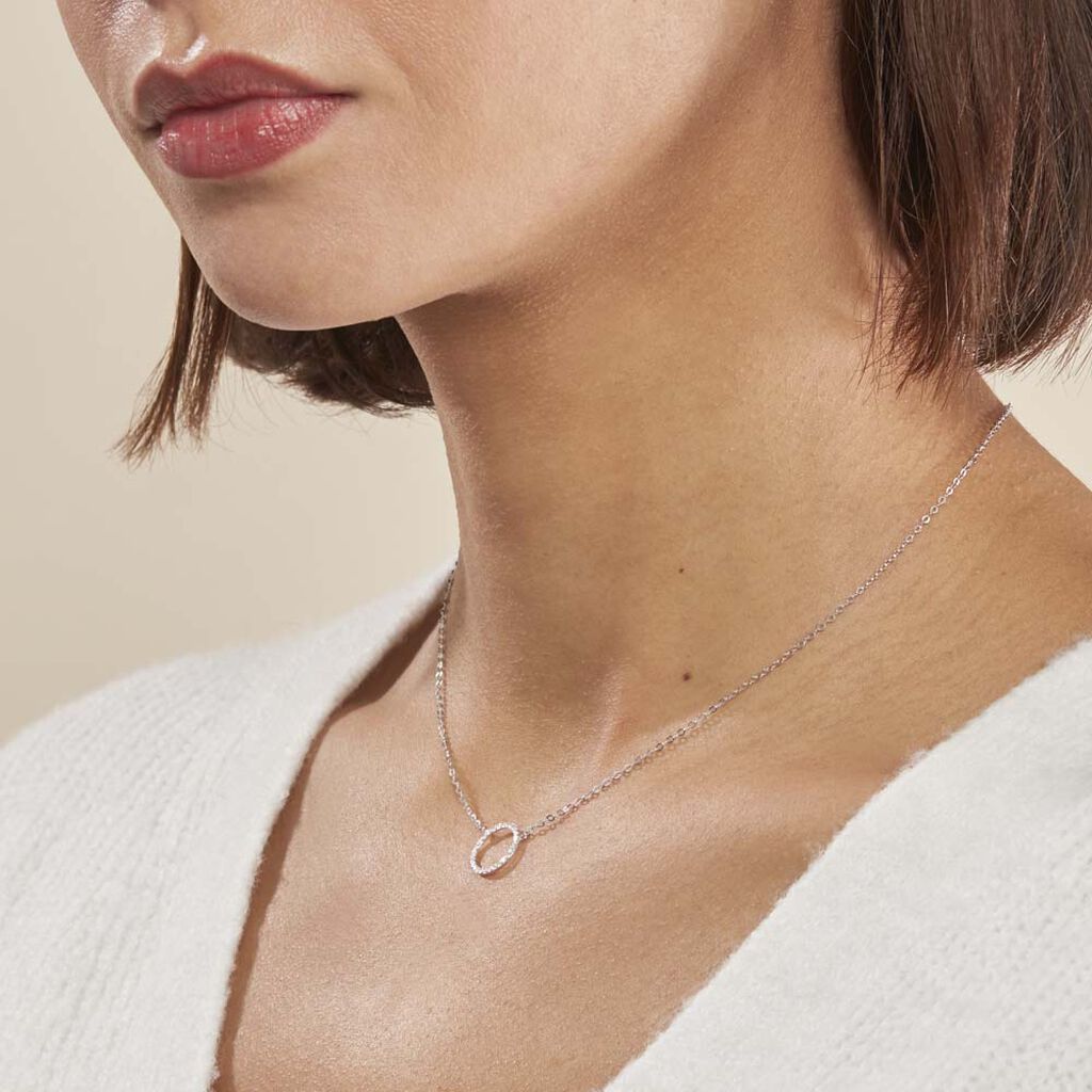 Collier Stip Or Blanc Oxyde De Zirconium - Colliers Femme | Histoire d’Or