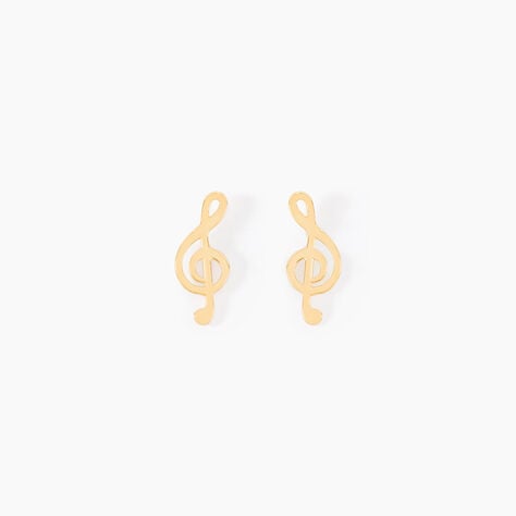 Boucles D'oreilles Puces Bayram Musique Or Jaune - Clous d'oreilles Femme | Histoire d’Or