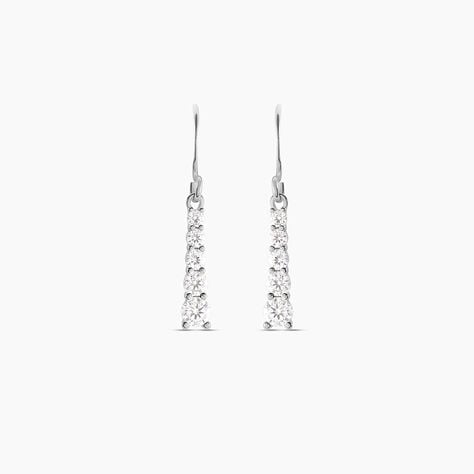 Boucles D'oreilles Pendantes Argent Blanc Henriet Oxyde De Zirconium - Boucles d'oreilles fantaisie Femme | Histoire d&rsquo;Or
