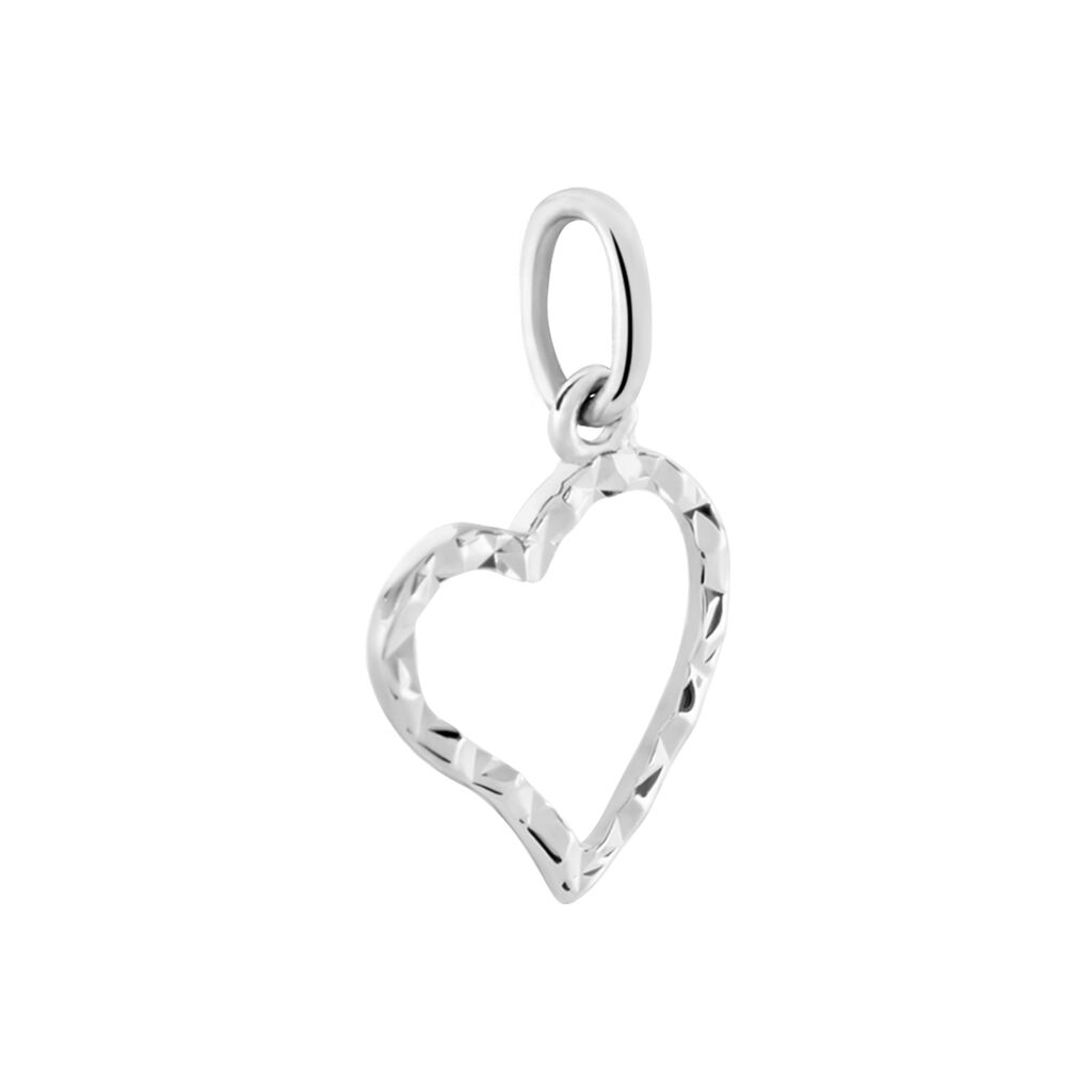 Pendentif Eudocie Coeur Strie Or Blanc - Pendentifs Femme | Histoire d’Or