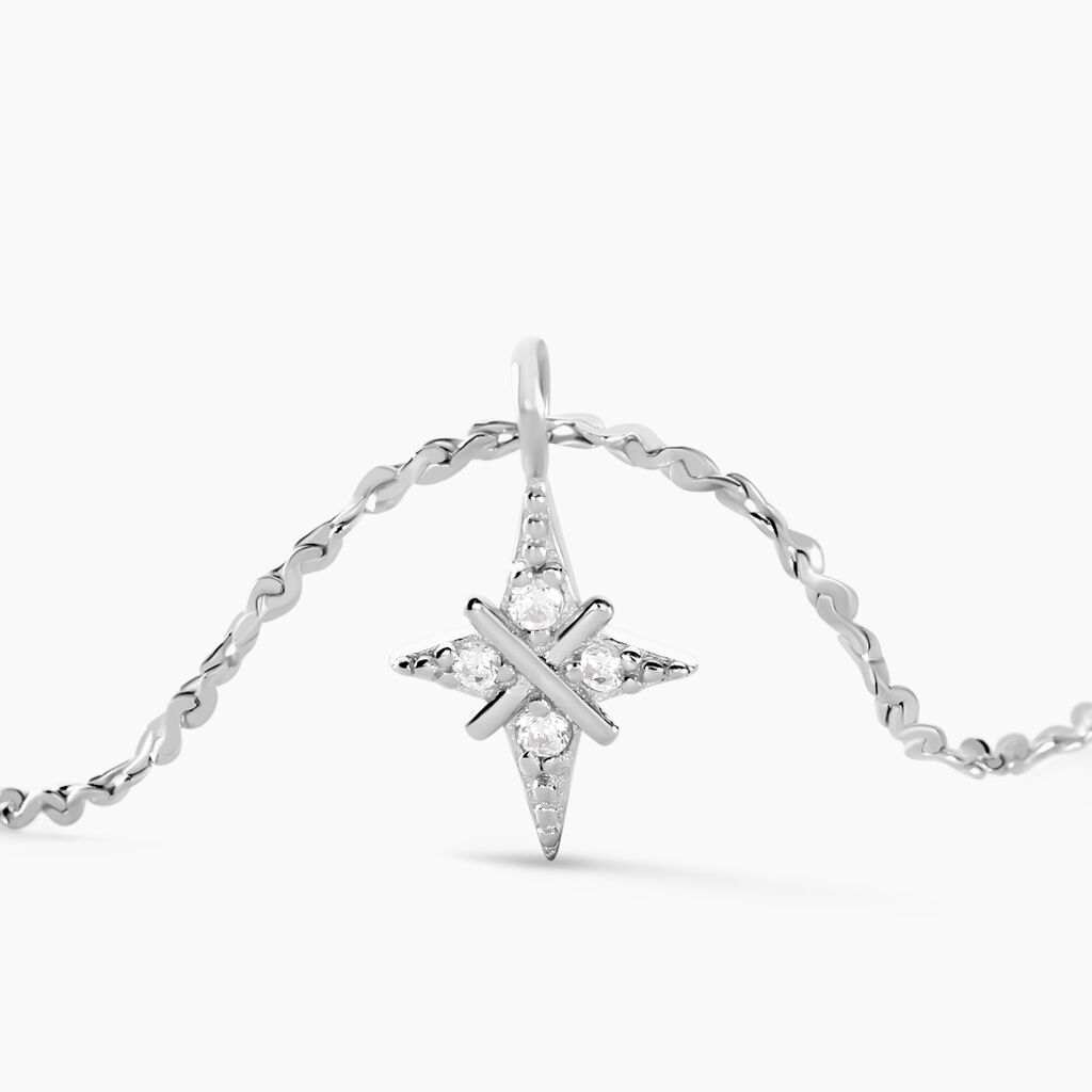 Collier Astre Precieux Argent Blanc Oxyde De Zirconium - Colliers fantaisie Femme | Histoire d’Or