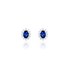Boucles D'oreilles Puces Vladimir Or Blanc Saphir Et Diamant - Clous d'oreilles Femme | Histoire d’Or