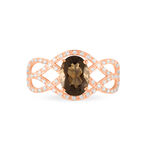 Bague Tina Or Rose Quartz Et Oxyde De Zirconium - Bagues solitaires Femme | Histoire d&rsquo;Or