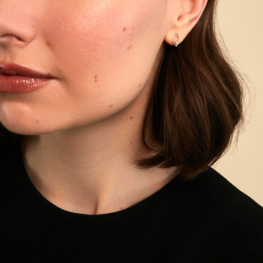 Boucles D'Oreilles Puces Orso Or Jaune Diamant - Clous d'oreilles Femme | Histoire d&rsquo;Or