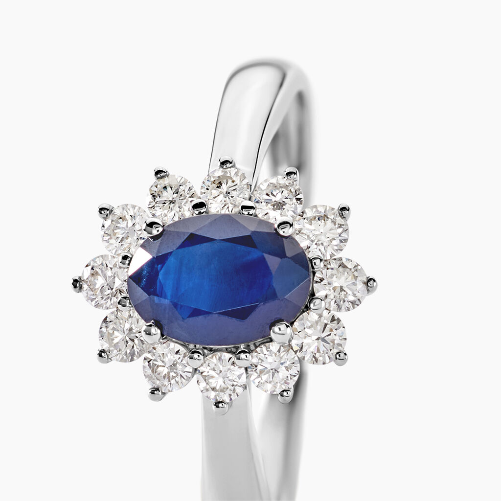 Bague Vladimir Or Blanc Saphir Diamants - Bagues solitaires Femme | Histoire d&rsquo;Or