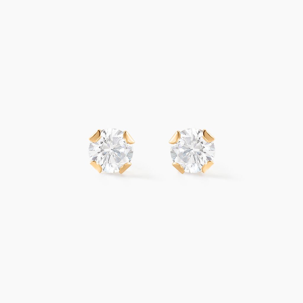 Boucles D'oreilles Puces Eddie Or Jaune Oxyde De Zirconium - Clous d'oreilles Femme | Histoire d&rsquo;Or