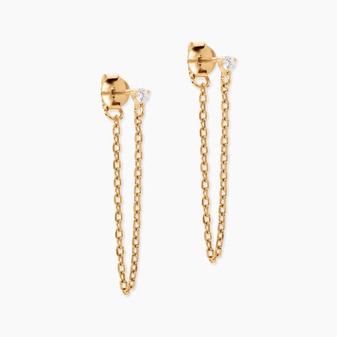 Boucles D'oreilles Pendantes Plaqu&eacute; Or Lienard Oxydes De Zirconium - Boucles d'oreilles fantaisie Femme | Histoire d&rsquo;Or