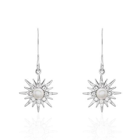 Boucles D'oreilles Pendantes Blanca Argent Blanc Perle De Culture - Boucles d'oreilles fantaisie Femme | Histoire d&rsquo;Or
