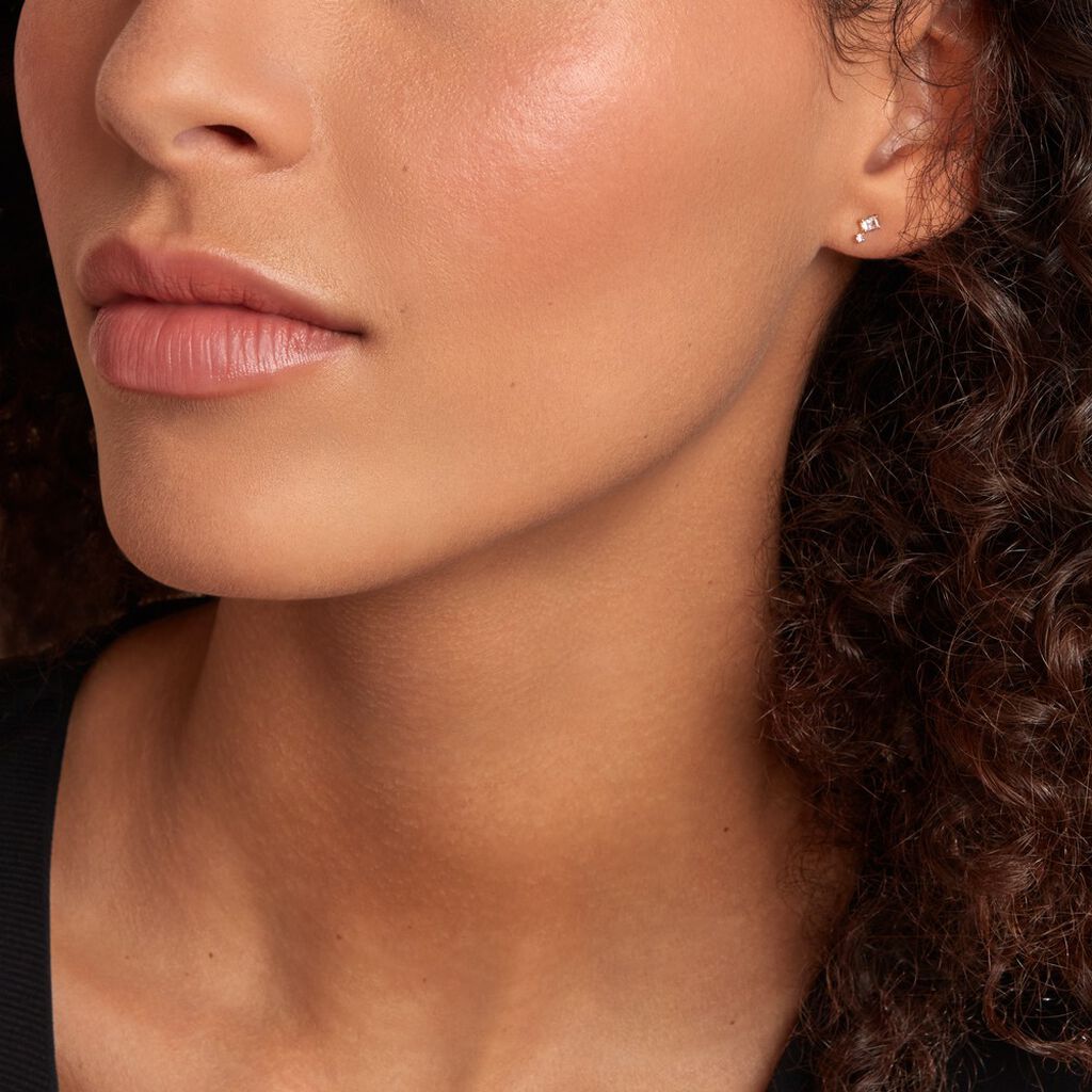 Boucles D'oreilles Puces Ashtad Or Jaune Oxyde De Zirconium - Clous d'oreilles Femme | Histoire d’Or