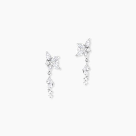 Boucles D'Oreilles Pendantes Glow Up Argent Blanc Oxyde De Zirconium -  Femme | Histoire d’Or