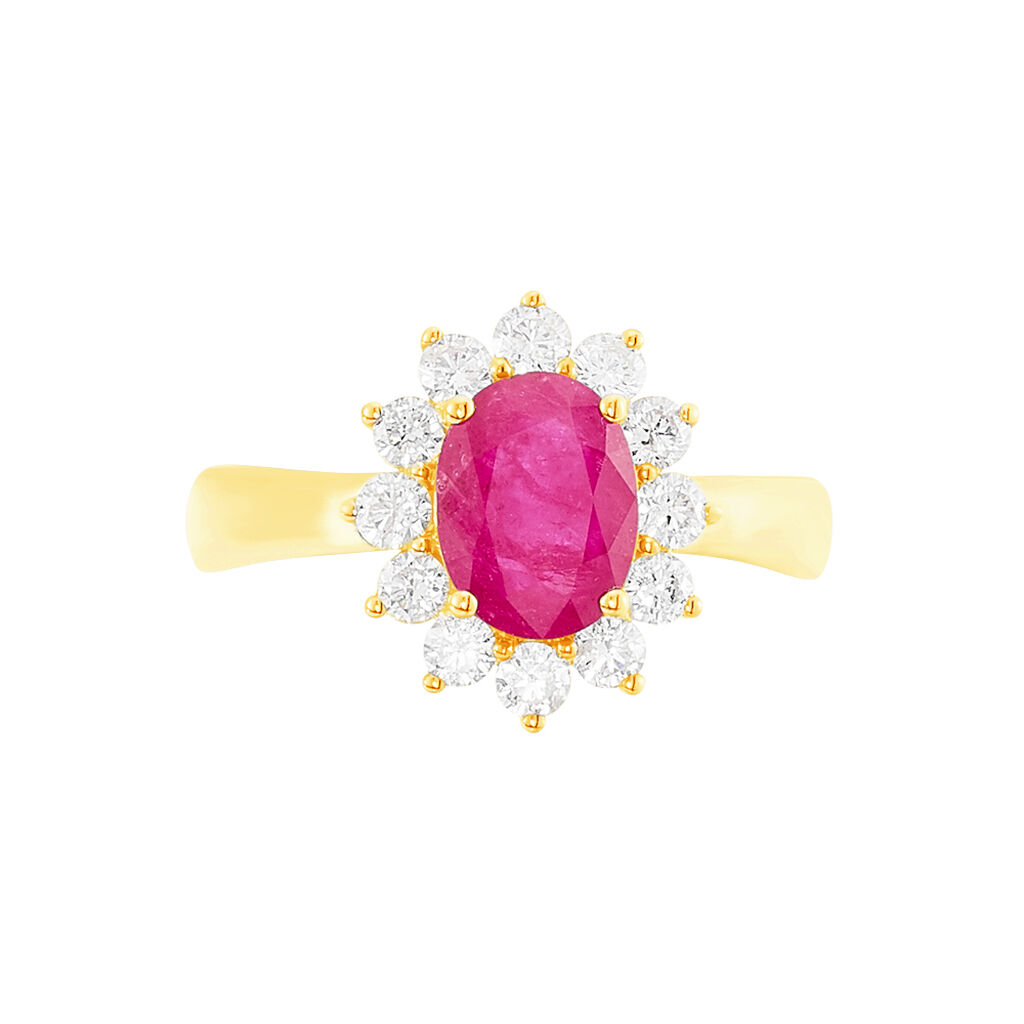 Bague Or Jaune Rubis Diamants - Bagues solitaires Femme | Histoire d’Or