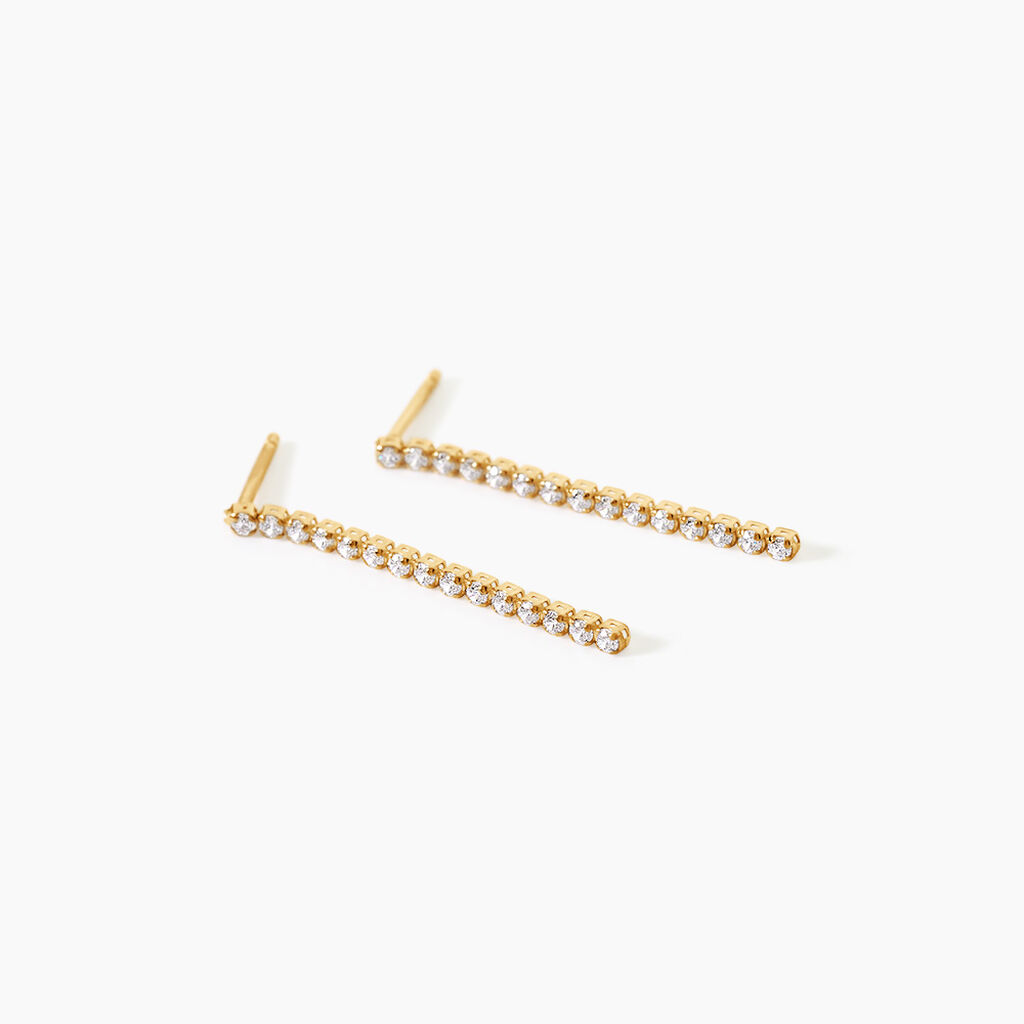 Boucles D'Oreilles Pendantes Ercole Argent Dor&eacute; A L'Or 750/1000 Oxyde De Zirconium - Boucles d'oreilles pendantes Femme | Histoire d&rsquo;Or