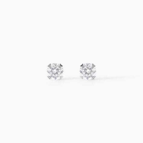 Boucles D'oreilles Puces Eddie Or Blanc Oxyde De Zirconium - Clous d'oreilles Femme | Histoire d&rsquo;Or