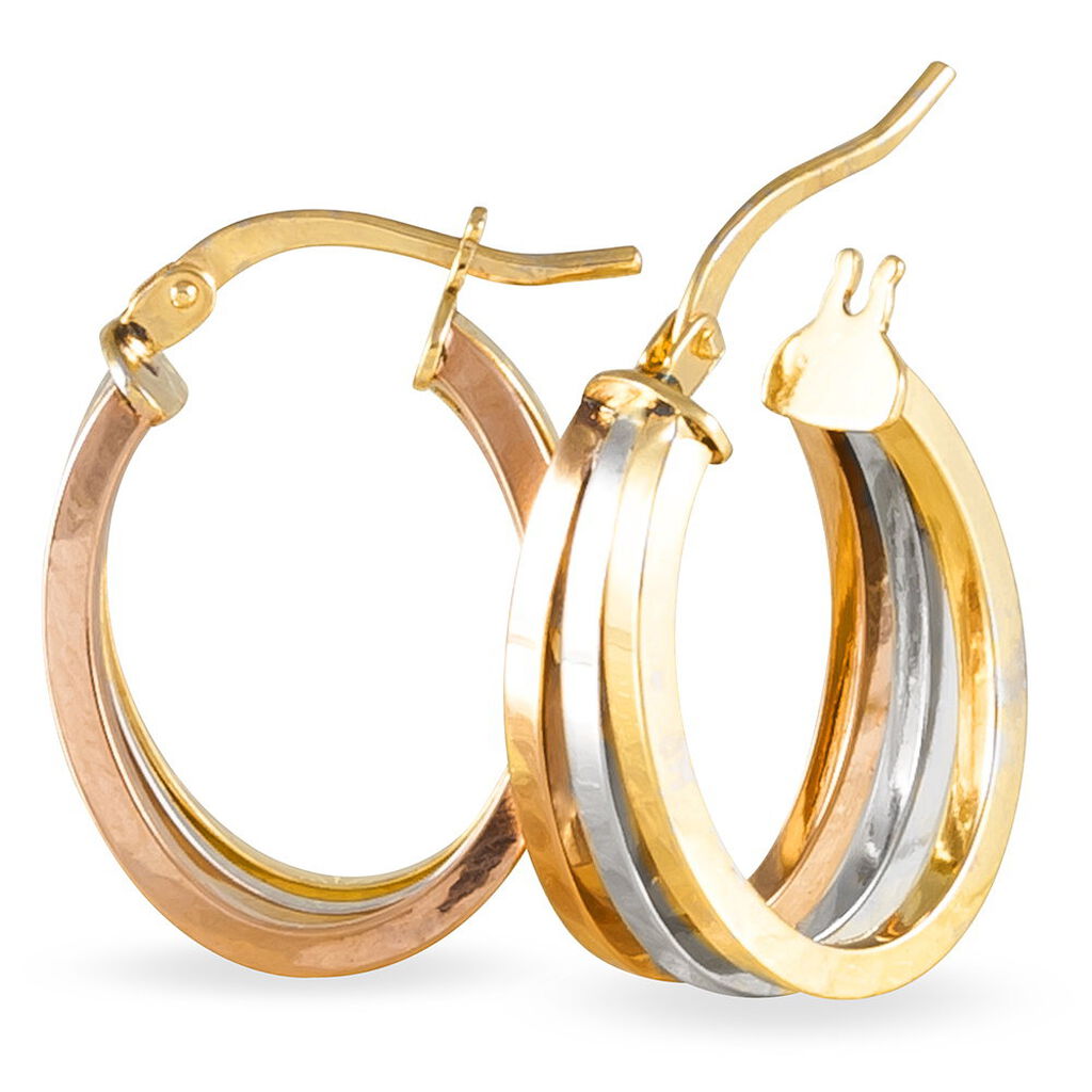 Créoles Iba Or Tricolore - Boucles d'oreilles créoles Femme | Histoire d’Or