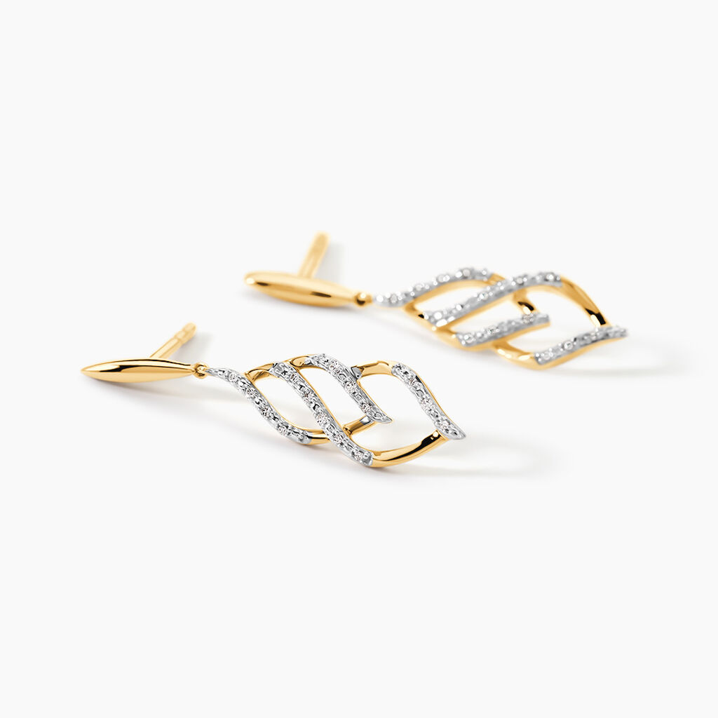 Boucles D'Oreilles Pendantes Teoxanne Or Jaune Diamant - Boucles d'oreilles pendantes Femme | Histoire d&rsquo;Or
