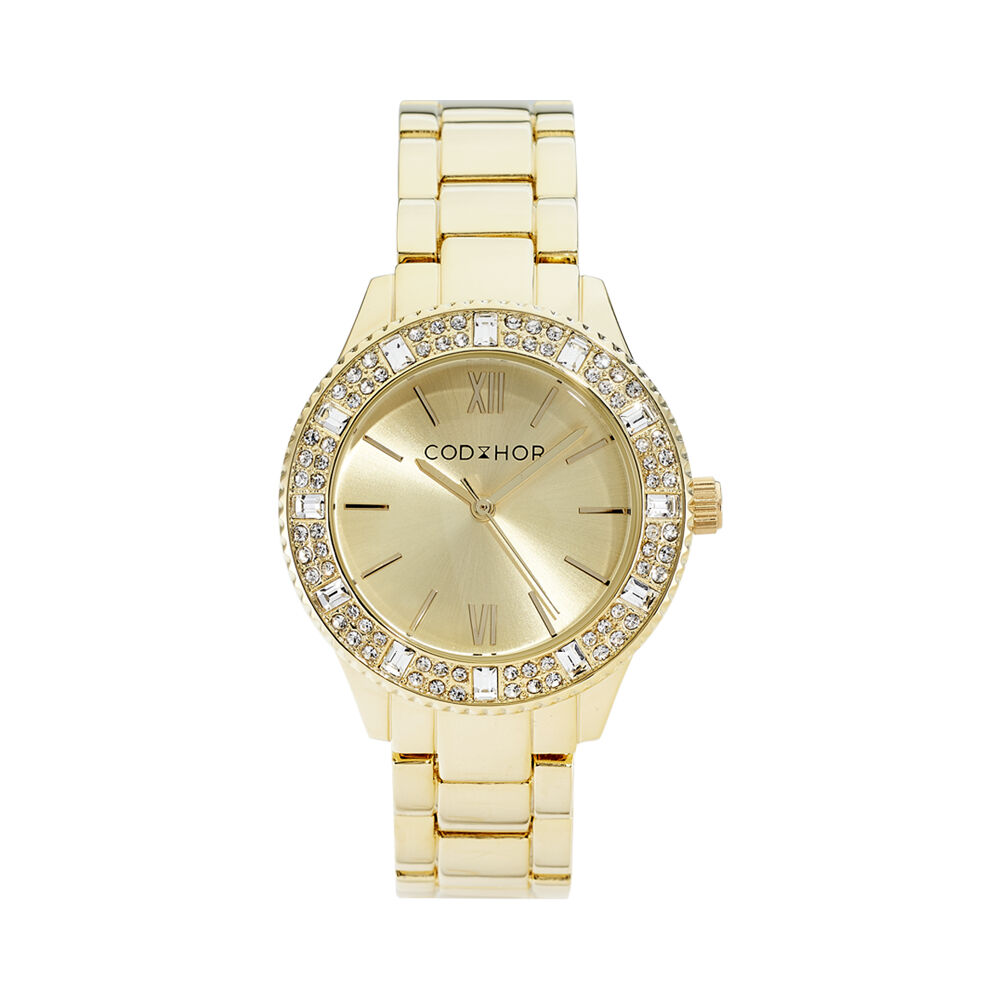 Montres classiques Laiton Boucle déployante simple Maillons Strass Ronde  Jaune Ronde - HXMFJQC1600 • Histoire d'Or