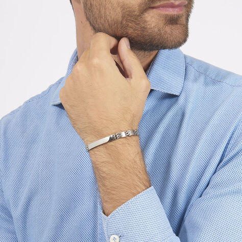 Bracelet Identité Isidore Acier Blanc - Gourmettes Homme | Histoire d’Or