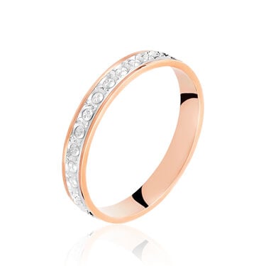 Alliance Fantaisie Diamantee Ruban Plat Or Bicolore Alliance Fantaisie Diamantee Ruban Plat Or Bicolore