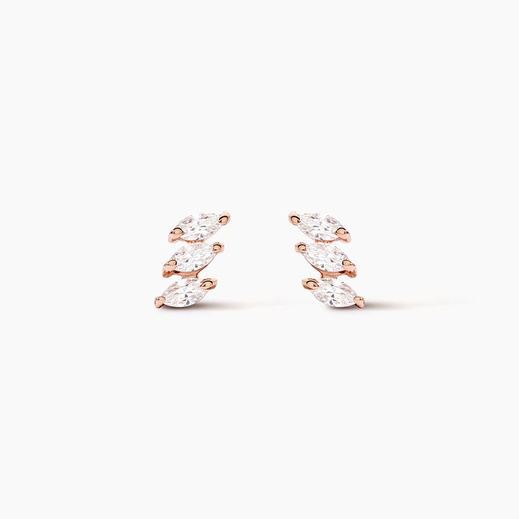 Boucles D'oreilles Puces Edma Or Rose Oxyde De Zirconium - Clous d'oreilles Femme | Histoire d&rsquo;Or