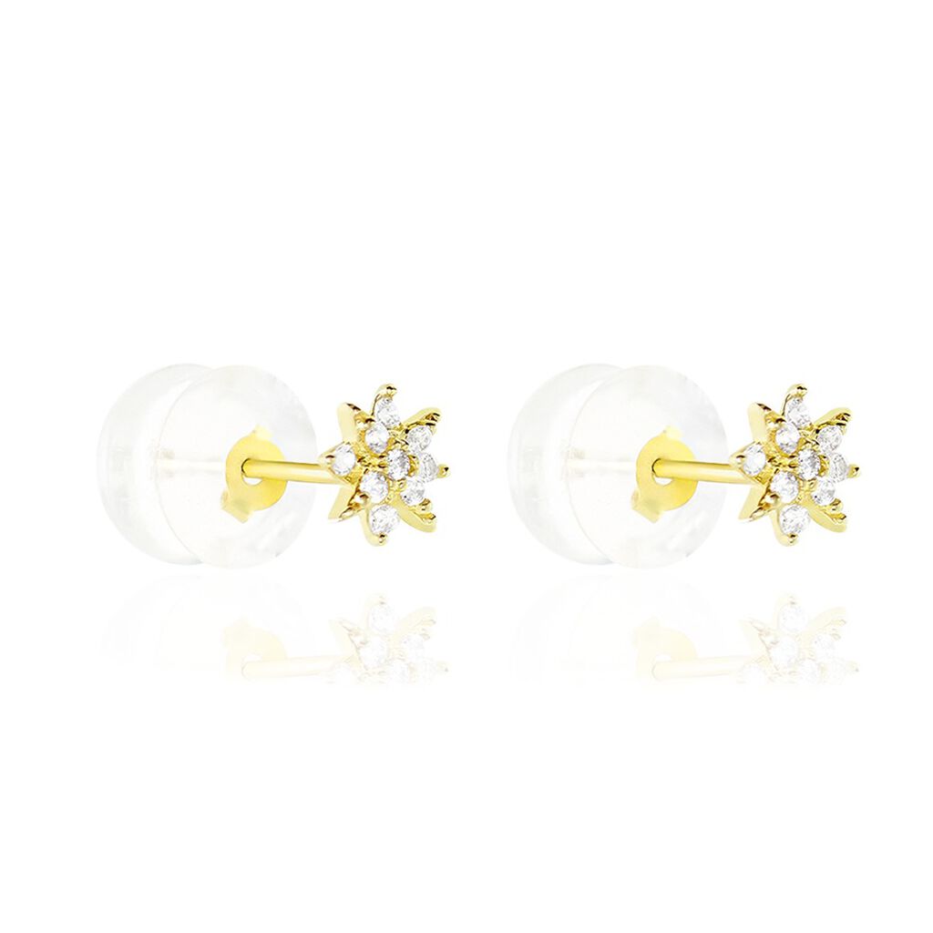 Boucles D'oreilles Puces Aubepine Or Jaune Oxyde - Clous d'oreilles Femme | Histoire d’Or