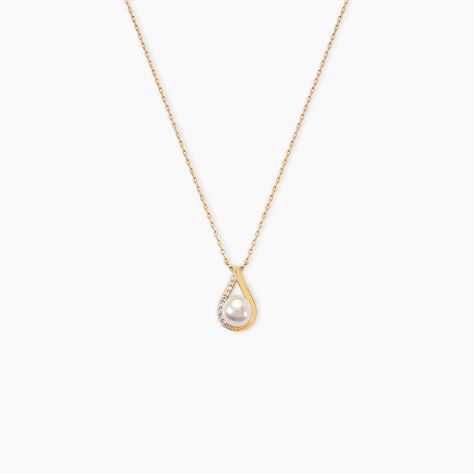 Collier Helin Or Jaune Perle De Culture Et Oxyde De Zirconium - Colliers Femme | Histoire d&rsquo;Or