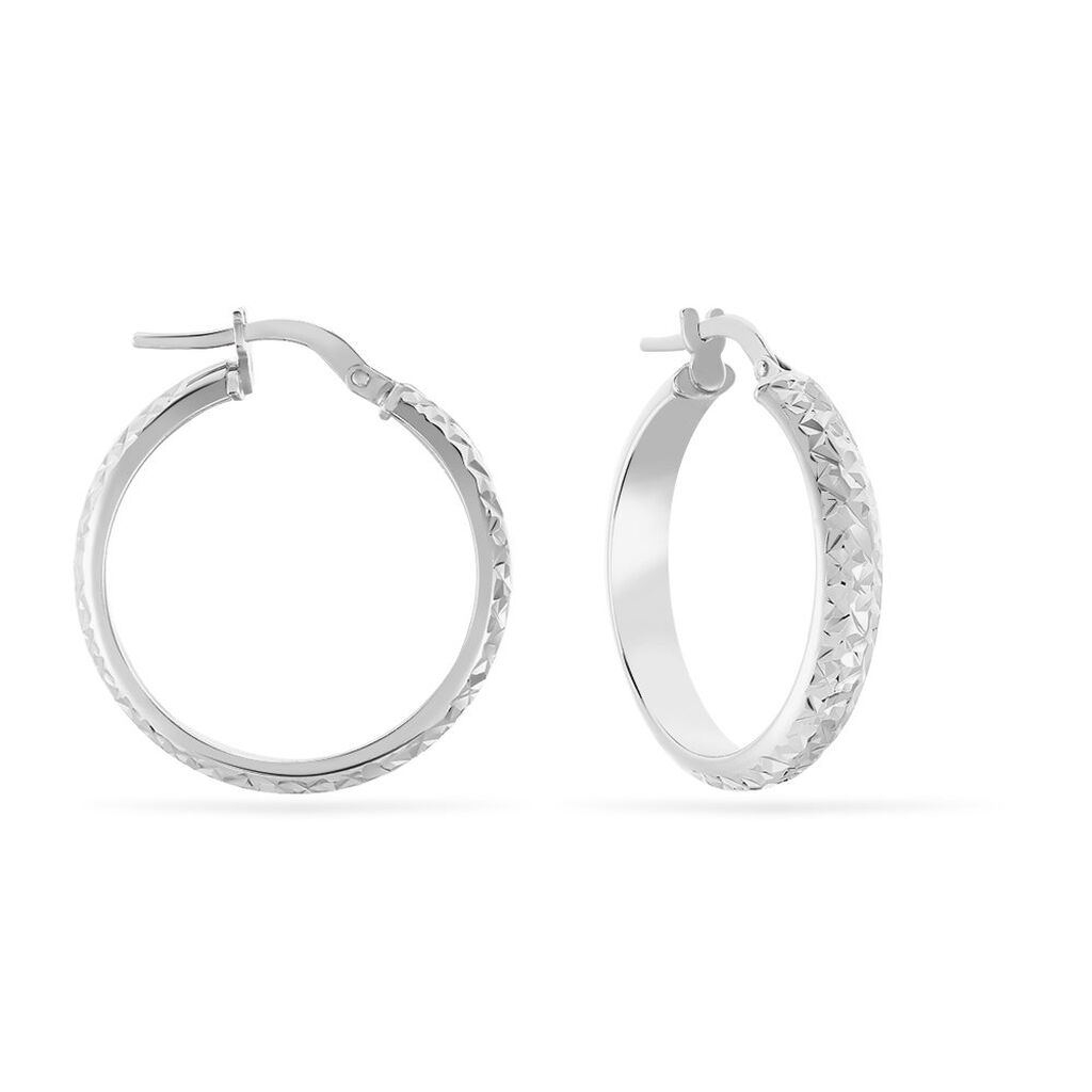 Créoles Argent Blanc Esmee - Boucles d'oreilles créoles Femme | Histoire d’Or
