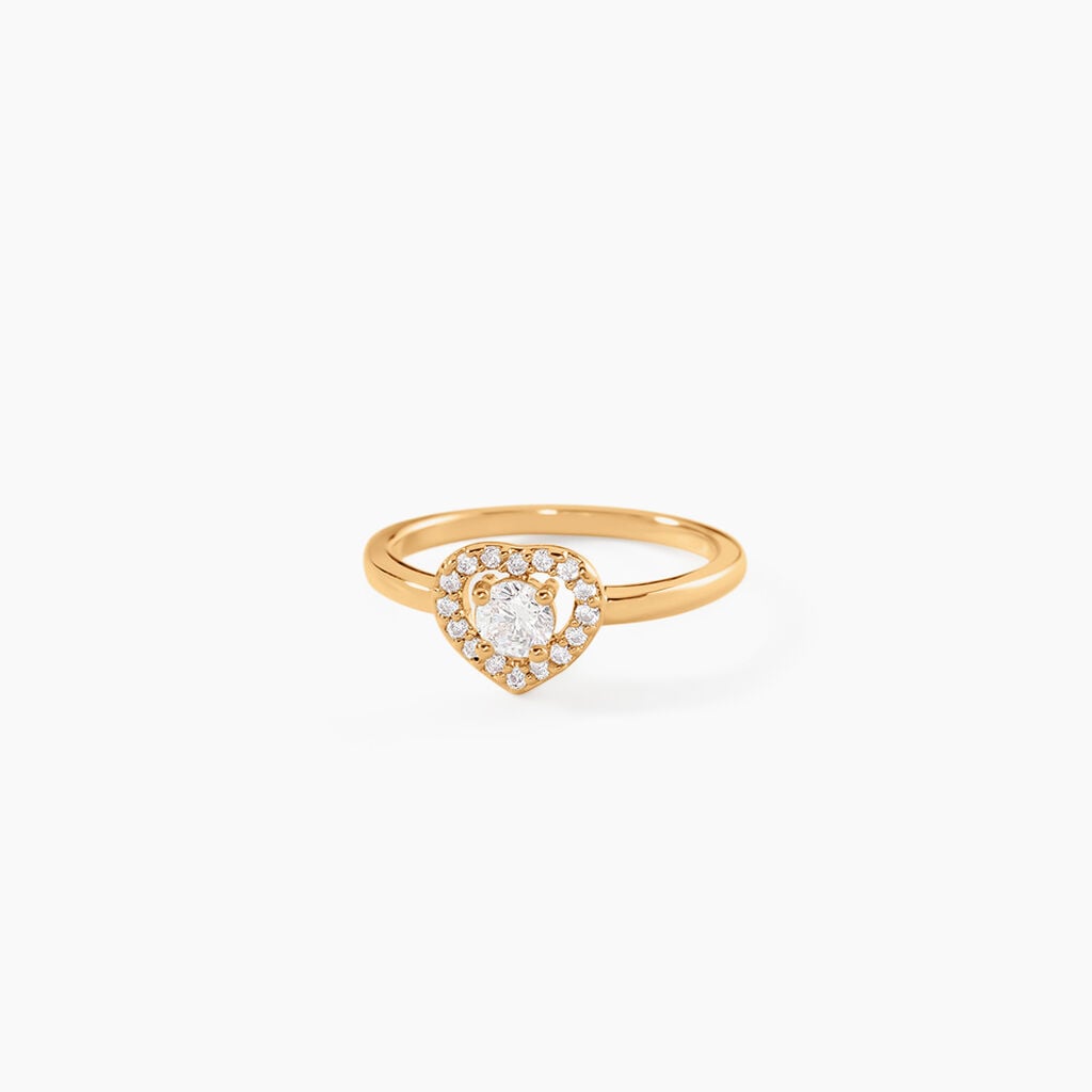 Bague Alais Plaqu&eacute; Or Jaune Oxyde De Zirconium - Bagues solitaires Femme | Histoire d&rsquo;Or