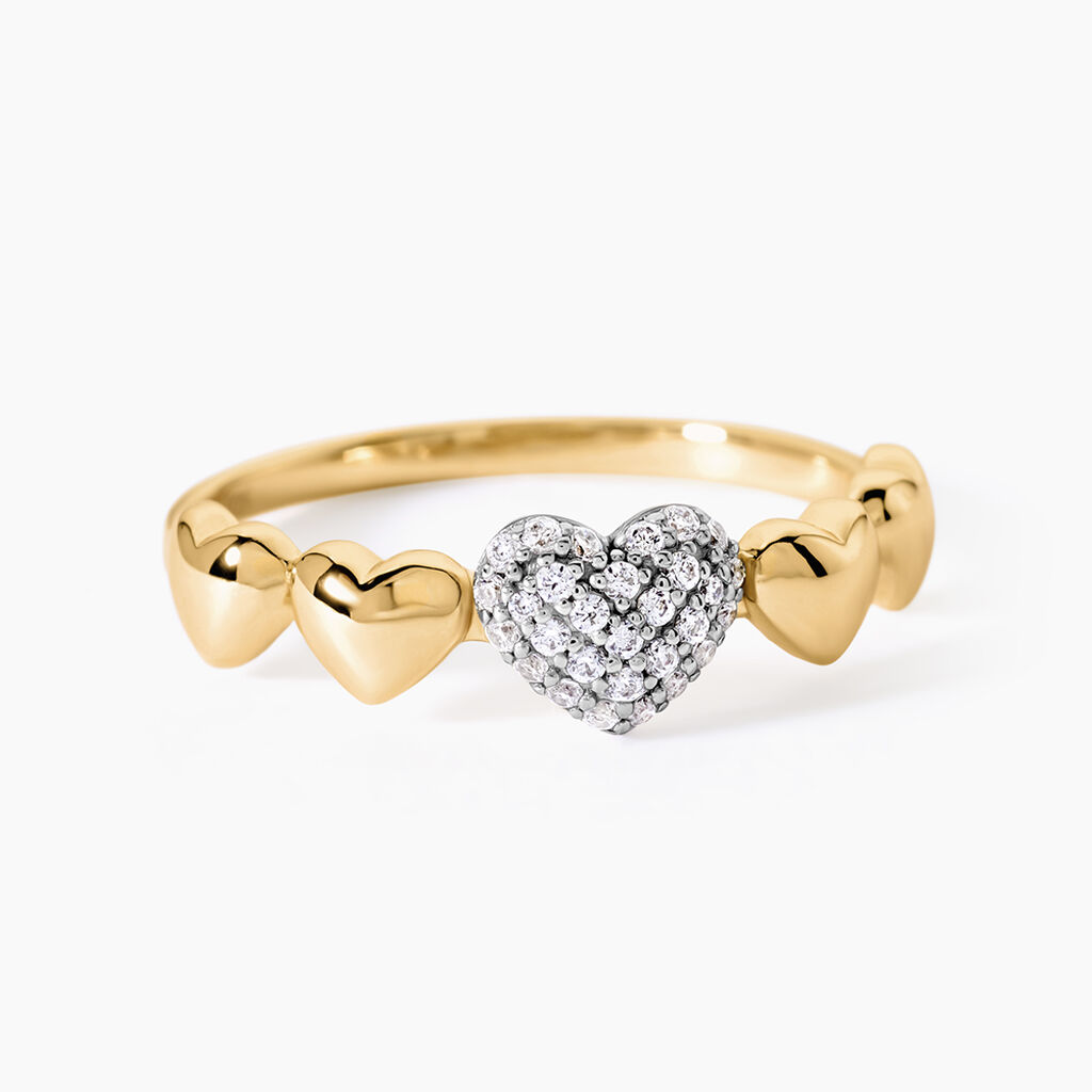 Bague Minie Argent Dor&eacute; A L'Or 750/1000 Oxyde De Zirconium - Bagues avec pierre Femme | Histoire d&rsquo;Or