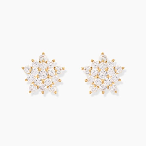 Boucles D'oreilles Puces Bleuenn Plaqué Or Jaune Oxyde De Zirconium - Nouveautés Femme | Histoire d’Or