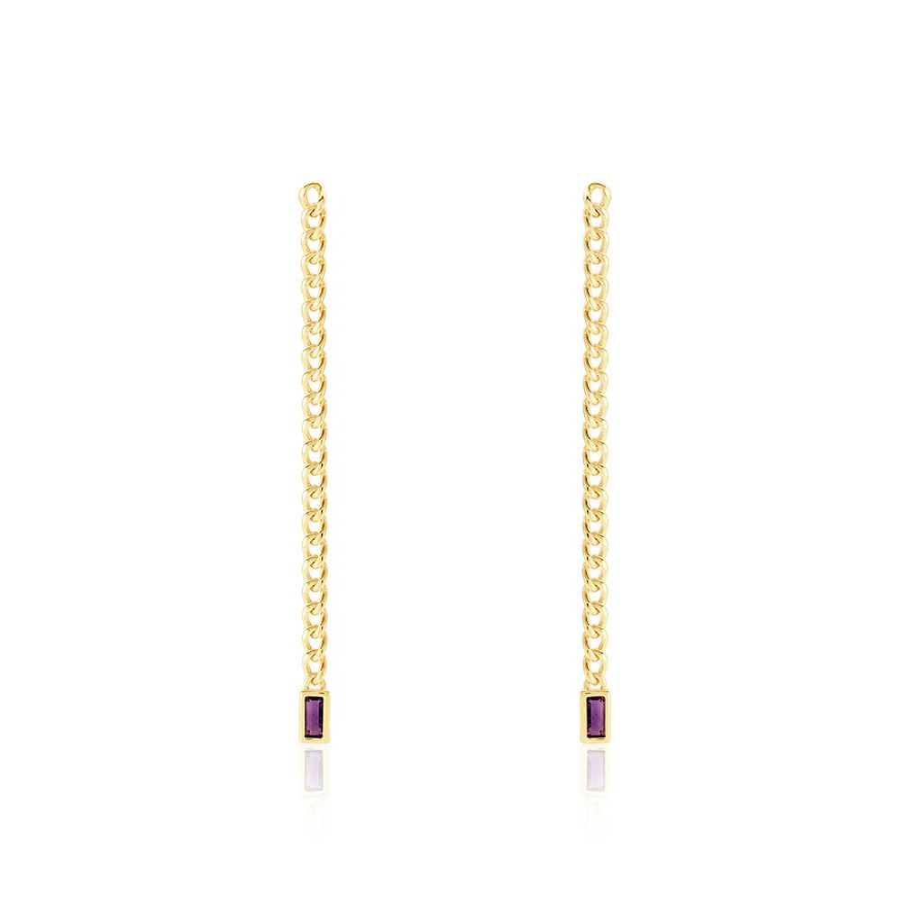 Boucles D'oreilles Pendantes Chain Or Jaune Améthyste - Boucles d'oreilles pendantes Femme | Histoire d’Or