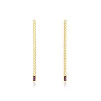 Boucles D'oreilles Pendantes Chain Or Jaune Améthyste