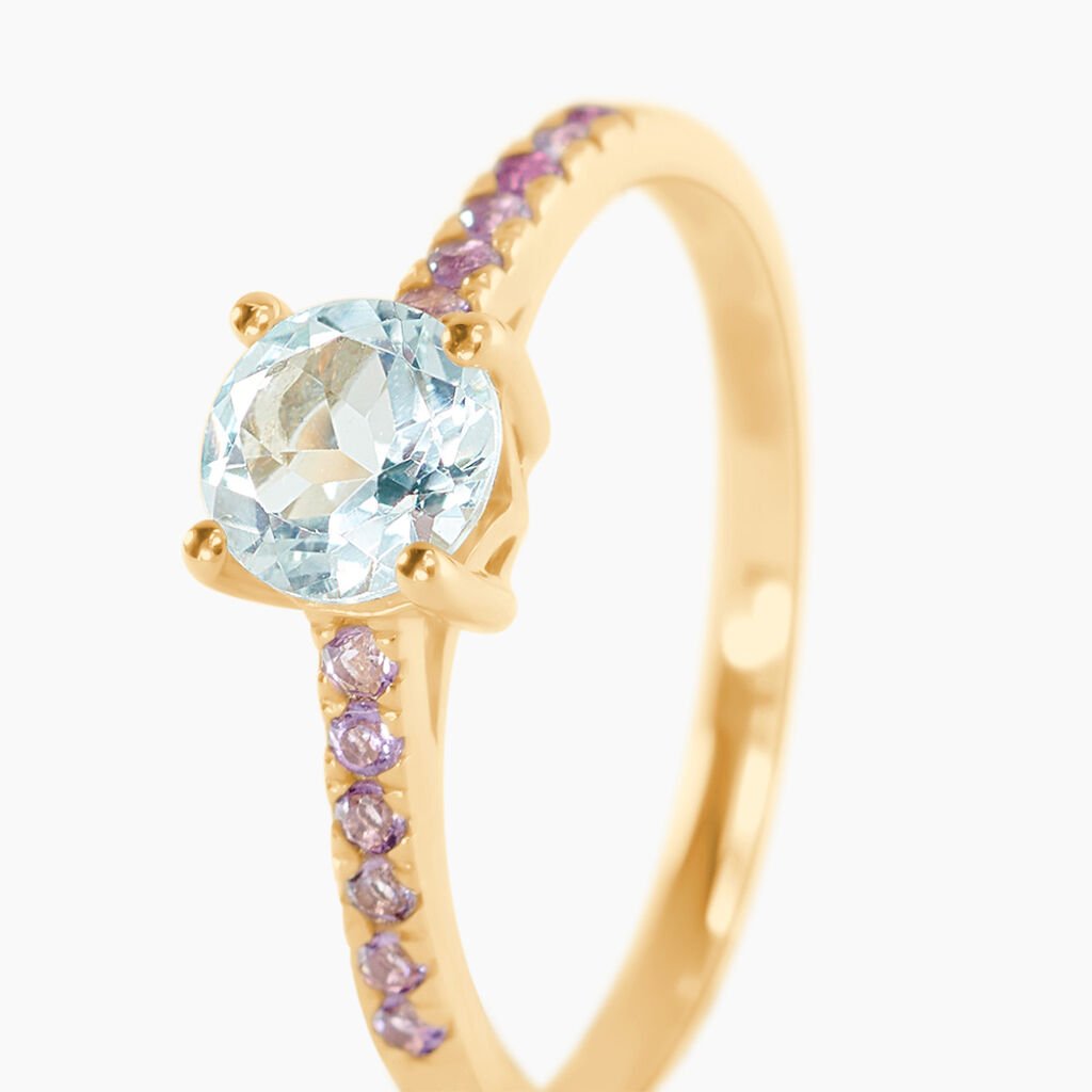 Bague Manon Or Jaune Topaze Et Amethyste - Bagues solitaires Femme | Histoire d&rsquo;Or