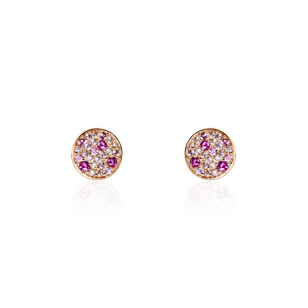 Boucles D'oreilles Puces Nelig Argent Rose Oxyde De Zirconium - Boucles d'oreilles fantaisie Femme | Histoire d’Or