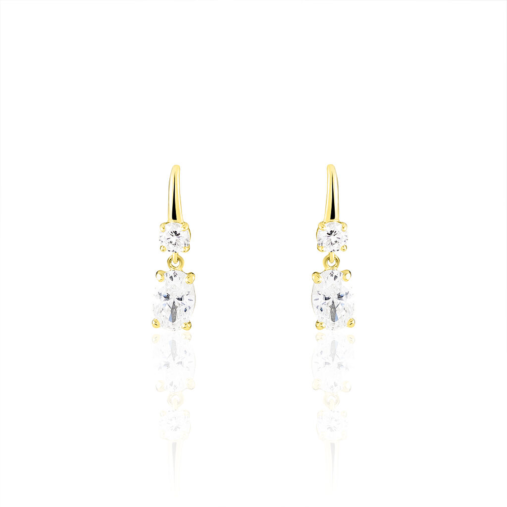 Boucles D'oreilles Pendantes Gulbeyaz Or Jaune Oxyde De Zirconium - Boucles d'oreilles pendantes Femme | Histoire d’Or