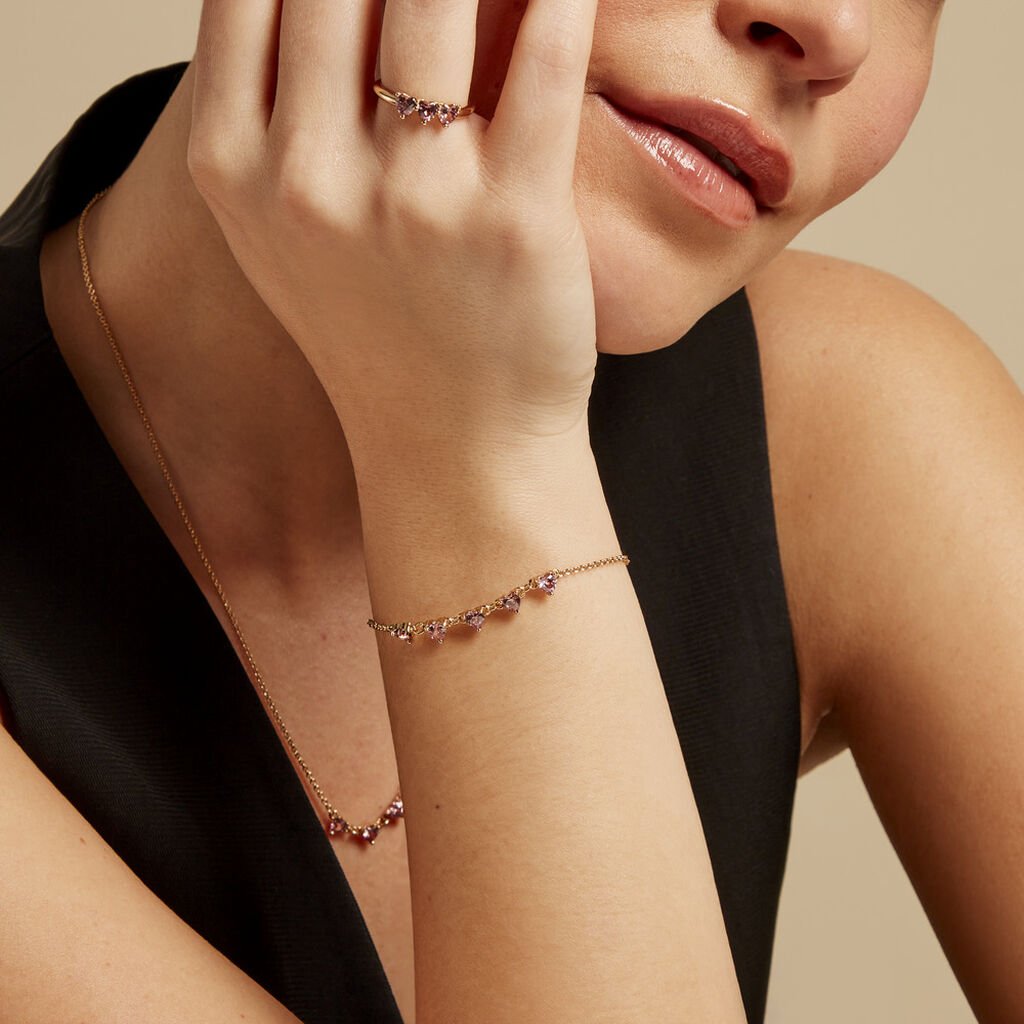 Bracelet Poésie Rosée Plaque Or Jaune Oxyde De Zirconium - Bracelets Femme | Histoire d’Or