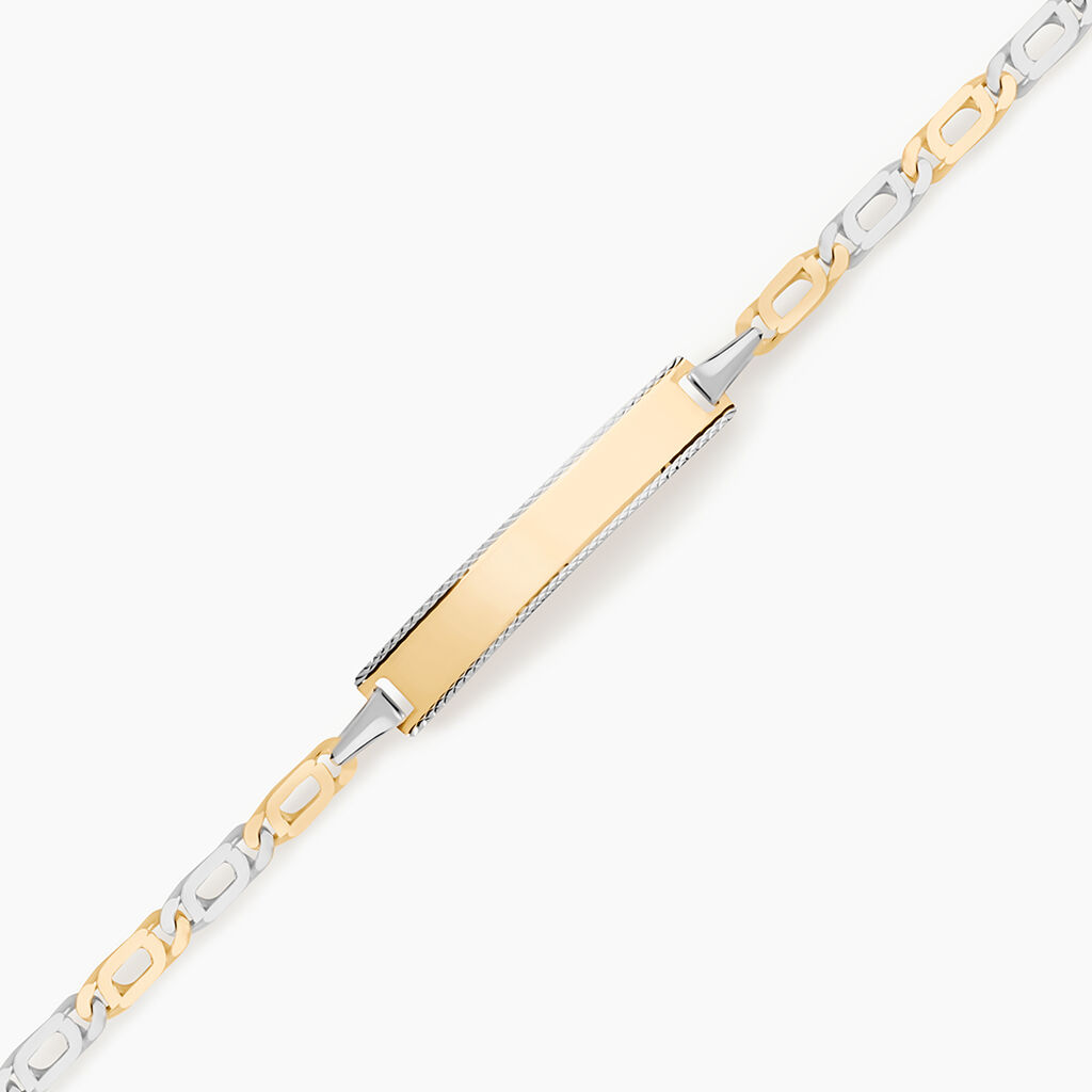 Bracelet Identit&eacute; Fanelia Maille Marine Or Bicolore - Bracelets Communion Enfant | Histoire d&rsquo;Or