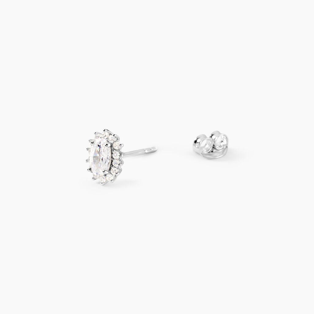 Boucles D'Oreilles Puces Liz Argent Blanc Oxyde De Zirconium - Boucles d'oreilles empierr&eacute;es Femme | Histoire d&rsquo;Or