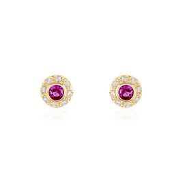 Boucles D'oreilles Puces Plaqué Or Eugenie Pierre Synthétique - Boucles d'oreilles fantaisie Femme | Histoire d’Or