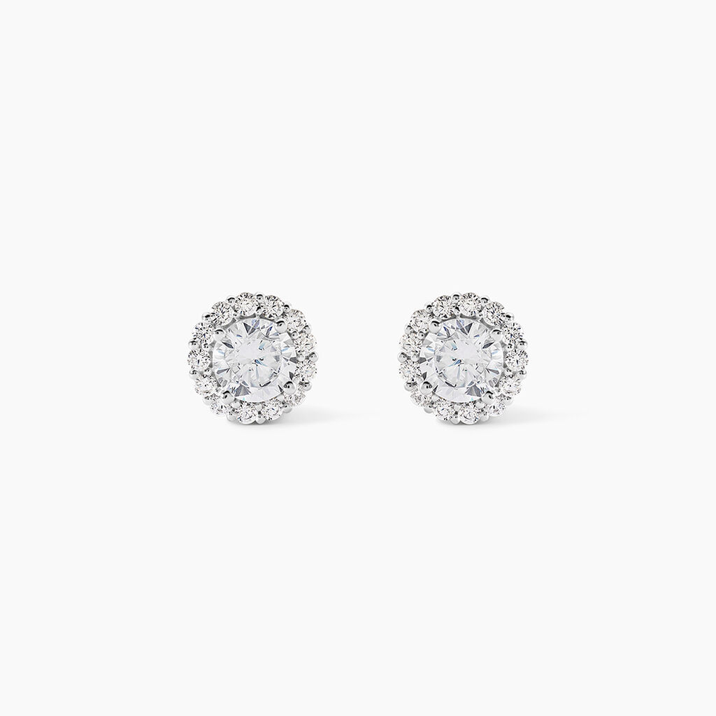 Boucles D'oreilles Puces Eternite Argent Blanc Oxyde De Zirconium - Boucles d'oreilles fantaisie Femme | Histoire d&rsquo;Or
