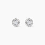 Boucles D'oreilles Puces Eternite Argent Blanc Oxyde De Zirconium - Boucles d'oreilles fantaisie Femme | Histoire d&rsquo;Or