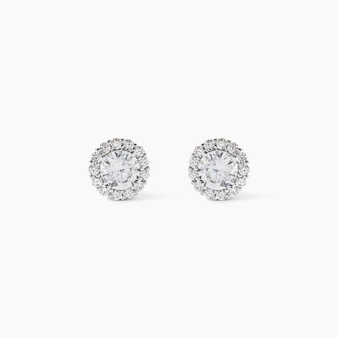 Boucles D'oreilles Puces Eternite Argent Blanc Oxyde De Zirconium - Boucles d'oreilles fantaisie Femme | Histoire d&rsquo;Or