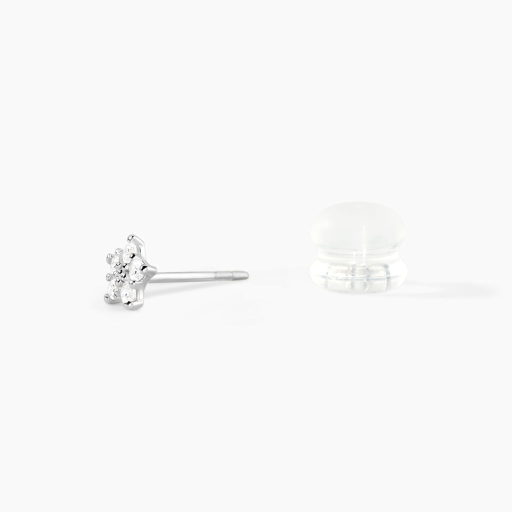 Boucles D'oreilles Puces Elais Etoile Or Blanc Oxyde De Zirconium - Clous d'oreilles Famille | Histoire d&rsquo;Or