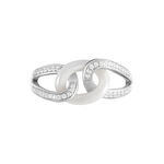 Bague Link Argent Blanc C&eacute;ramique Et Oxyde De Zirconium - Bagues avec pierre Femme | Histoire d&rsquo;Or