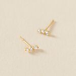 Boucles D'oreilles Puces Tria Or Jaune Oxyde De Zirconium - Clous d'oreilles Femme | Histoire d&rsquo;Or