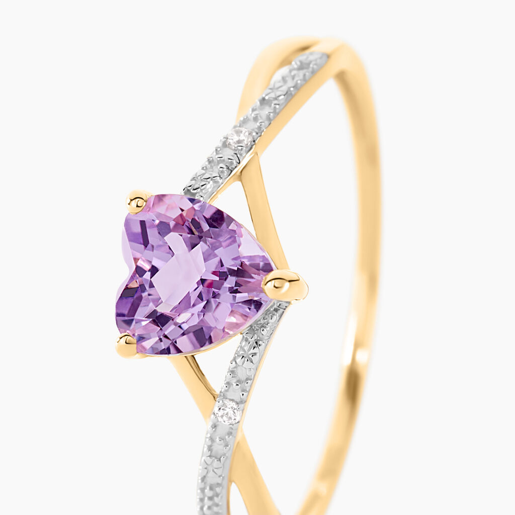 Bague Clothilde Or Jaune Amethyste Et Oxyde De Zirconium - Bagues Coeur Femme | Histoire d’Or